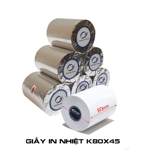 Thùng 100 cuộn giấy nhiệt in bill K80 phi 45 - Hàng nhập khẩu