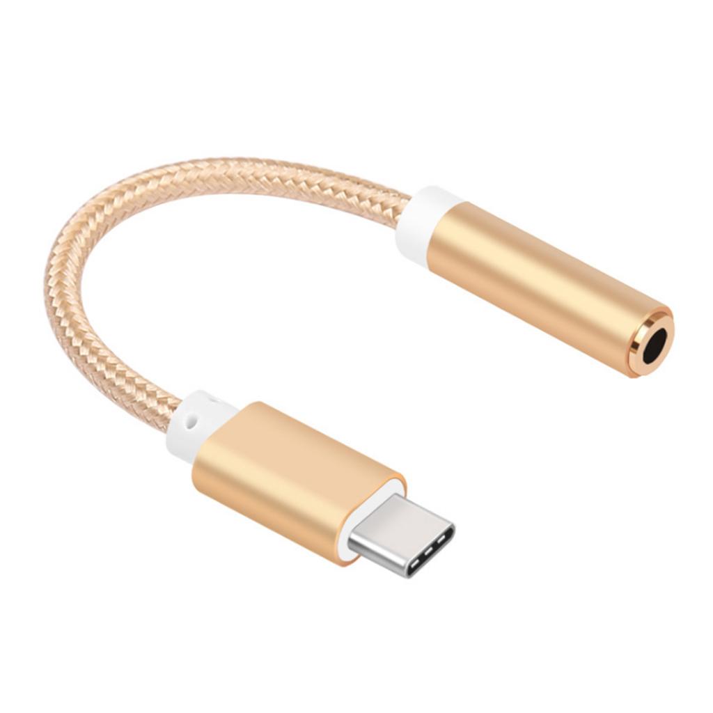 Short USB-C Type C to 3.5 mm Headphone Female Jack Adapter Earphone Audio Cable Cord