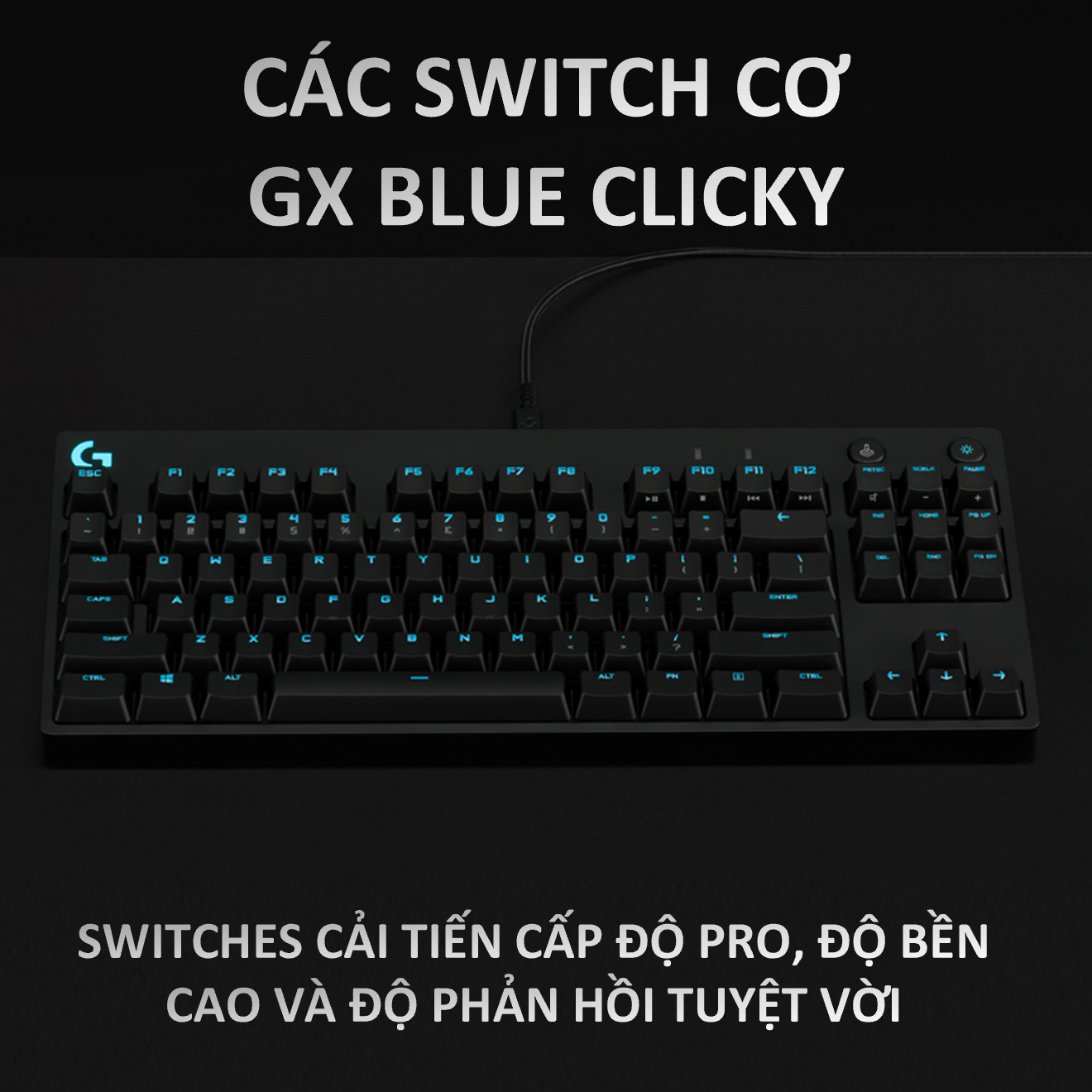 Bàn Phím Cơ Có Dây Logitech G Pro Gaming RGB Romer-G Switch Tenkeyless - Hàng Chính Hãng