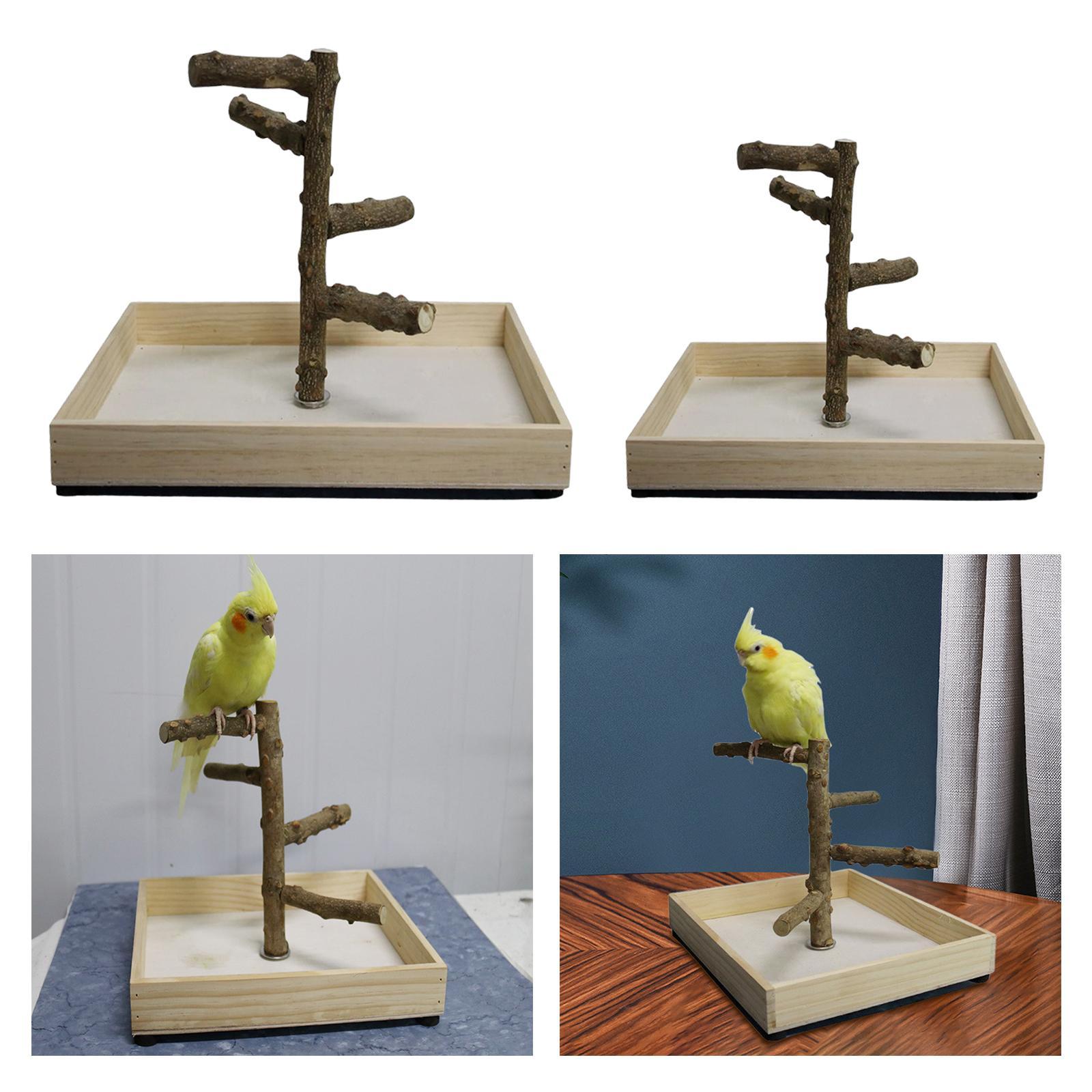 Pack of 2 Bird Perch Bird Training Stand Platform Playground Wooden Branches