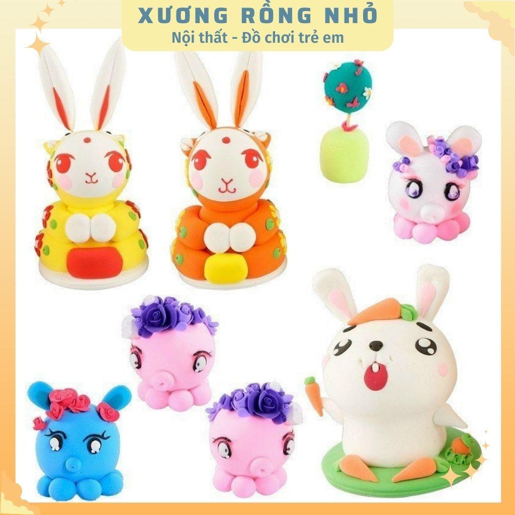 Đất sét nhật tự khô an toàn 12 màu cao cấp Softclay nặn hình, làm Butter slime kèm bộ cây tạo hình loại 1 hàng đẹp