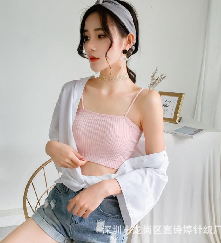 Áo Bra Croptop Hai Dây Với Đệm Ngực Gợi Cảm Dành Cho Nữ
