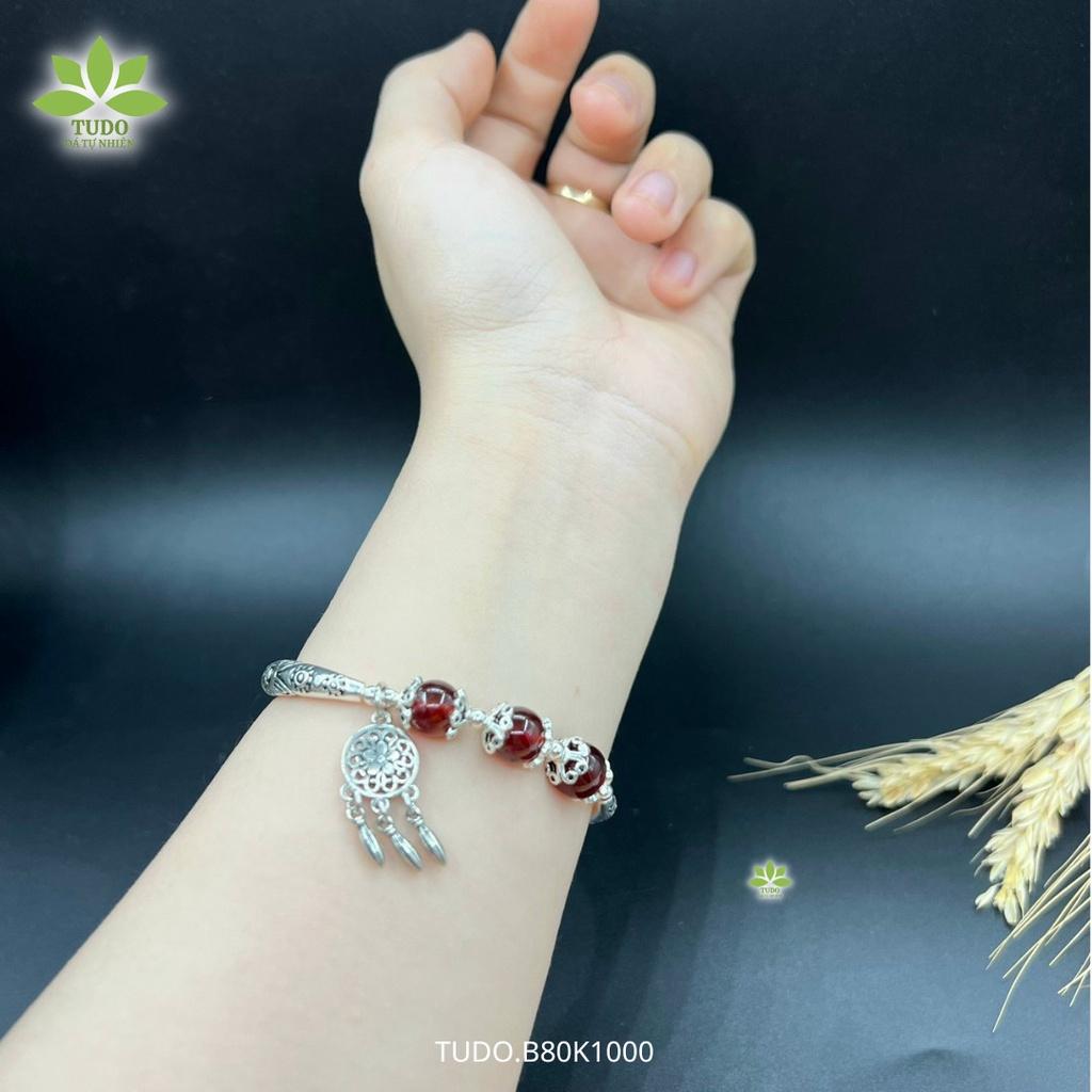 Vòng Tay Nữ Đẹp - Vòng Phong Thủy Mệnh Hỏa, Thổ TUDO VCBGARN AG925 B80K1000 Charm Dreamcatcher
