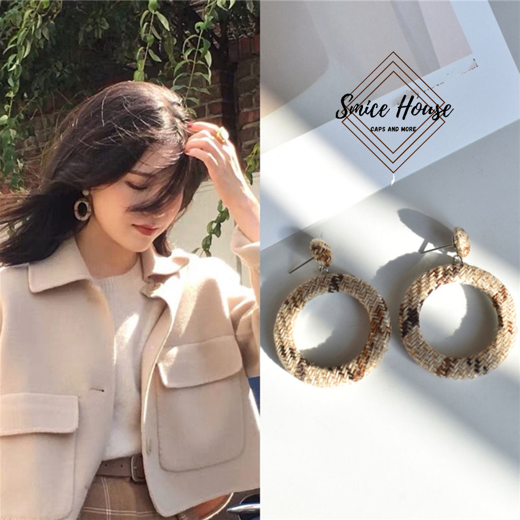 Bông tai cói vintage đi biển/ hoa tai nữ