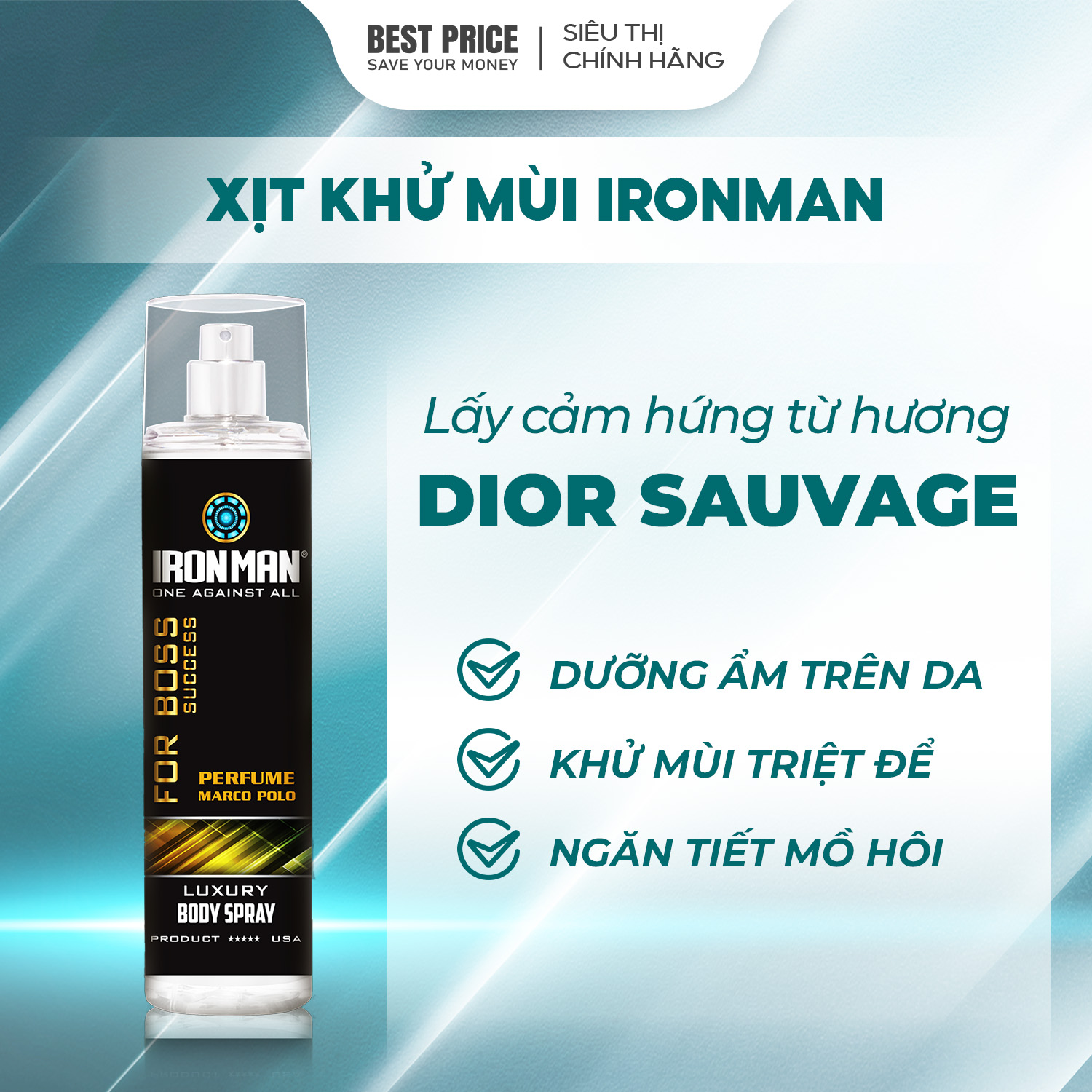 Xịt khử mùi nam toàn thân nước hoa ironman ngăn mồ hôi và khử mùi cơ thể 135ml