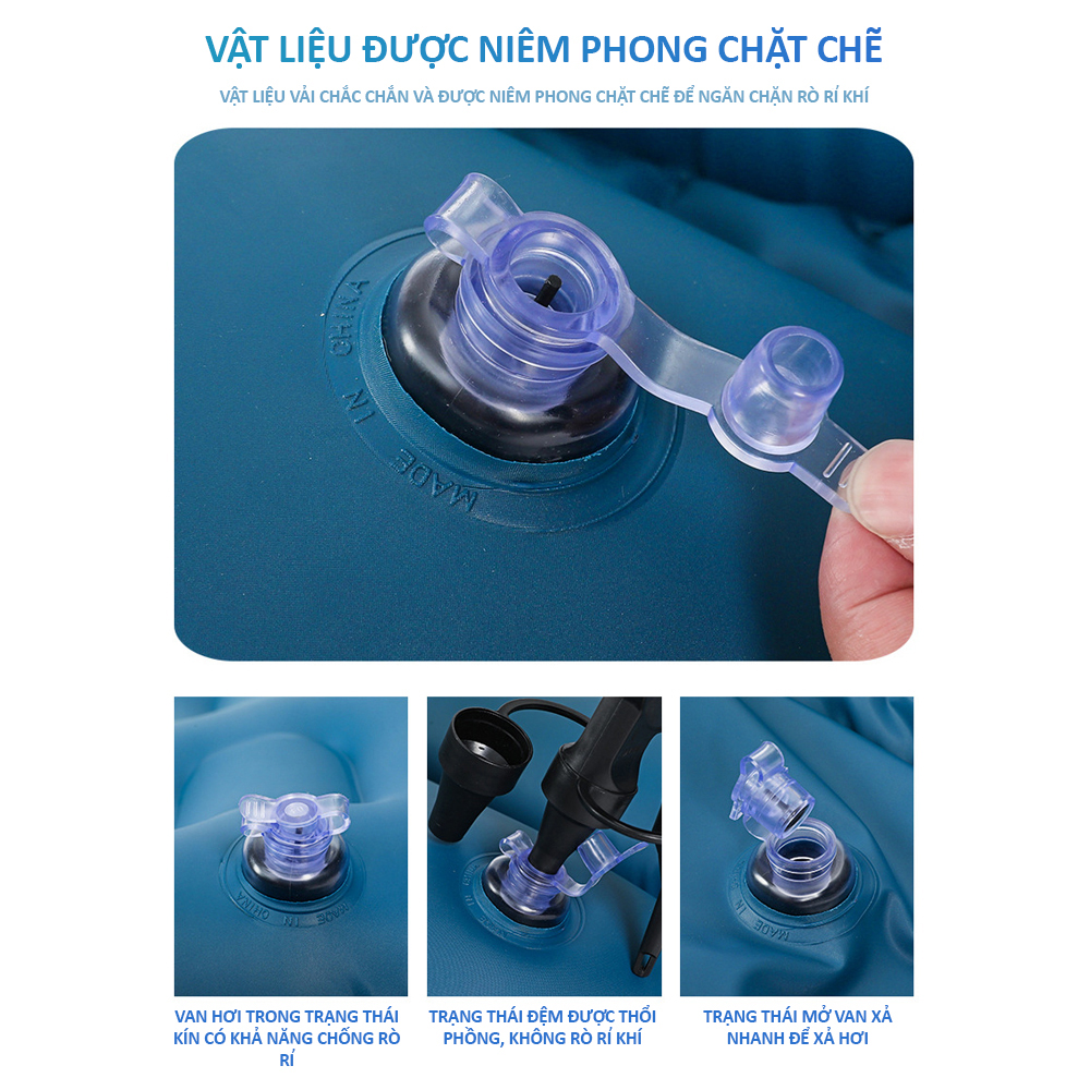 Giường hơi, nệm hơi ô tô cao cấp phủ vải nhung thích hợp cho các chuyến dã ngoại và nghỉ ngơi trên xe hơi