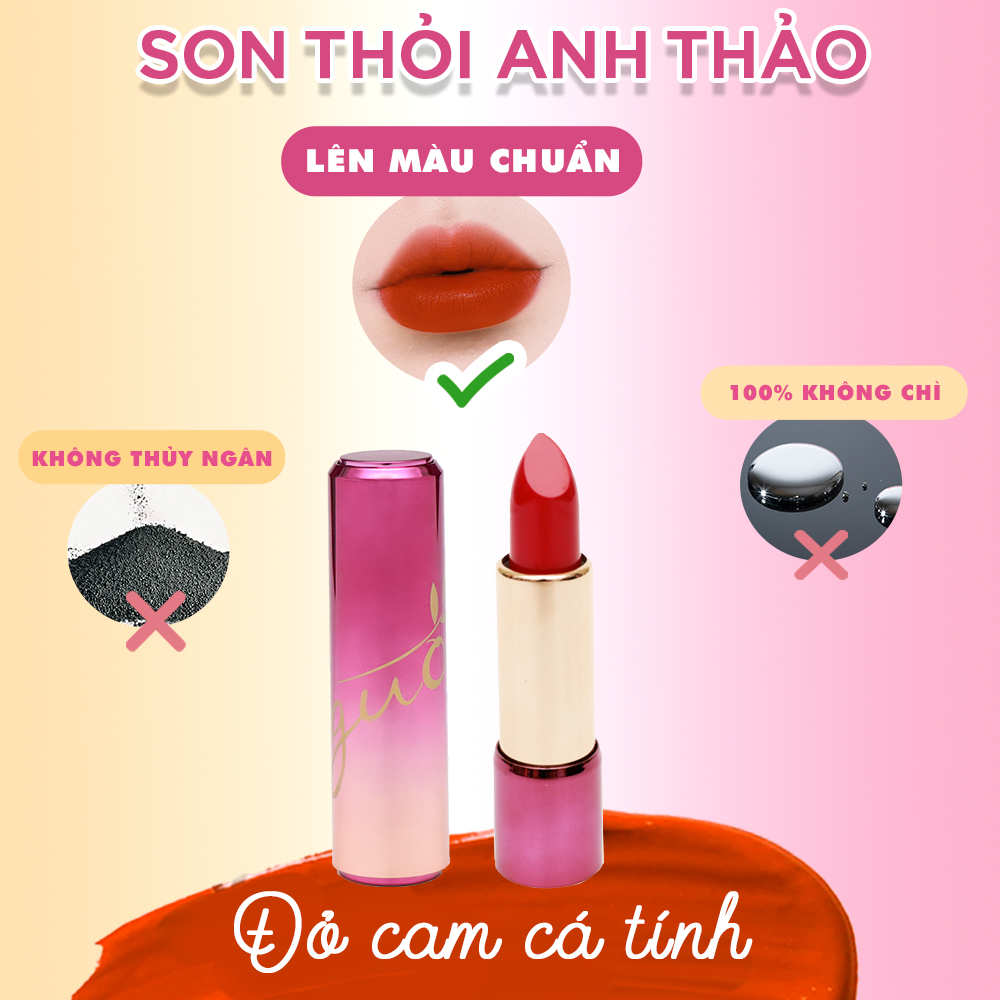 Son Lì Anh Thảo Đỏ Cam GUO - True Matte Lipstick GUO 5gr