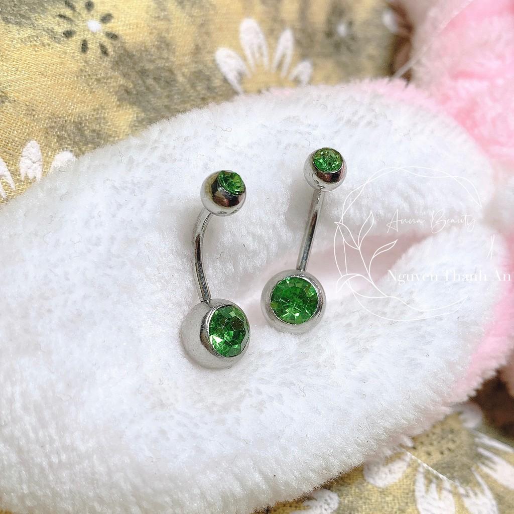 1 chiếc khuyên rốn basic xanh lá bằng thép y tế xỏ khuyên piercing - XUÂN SHOP