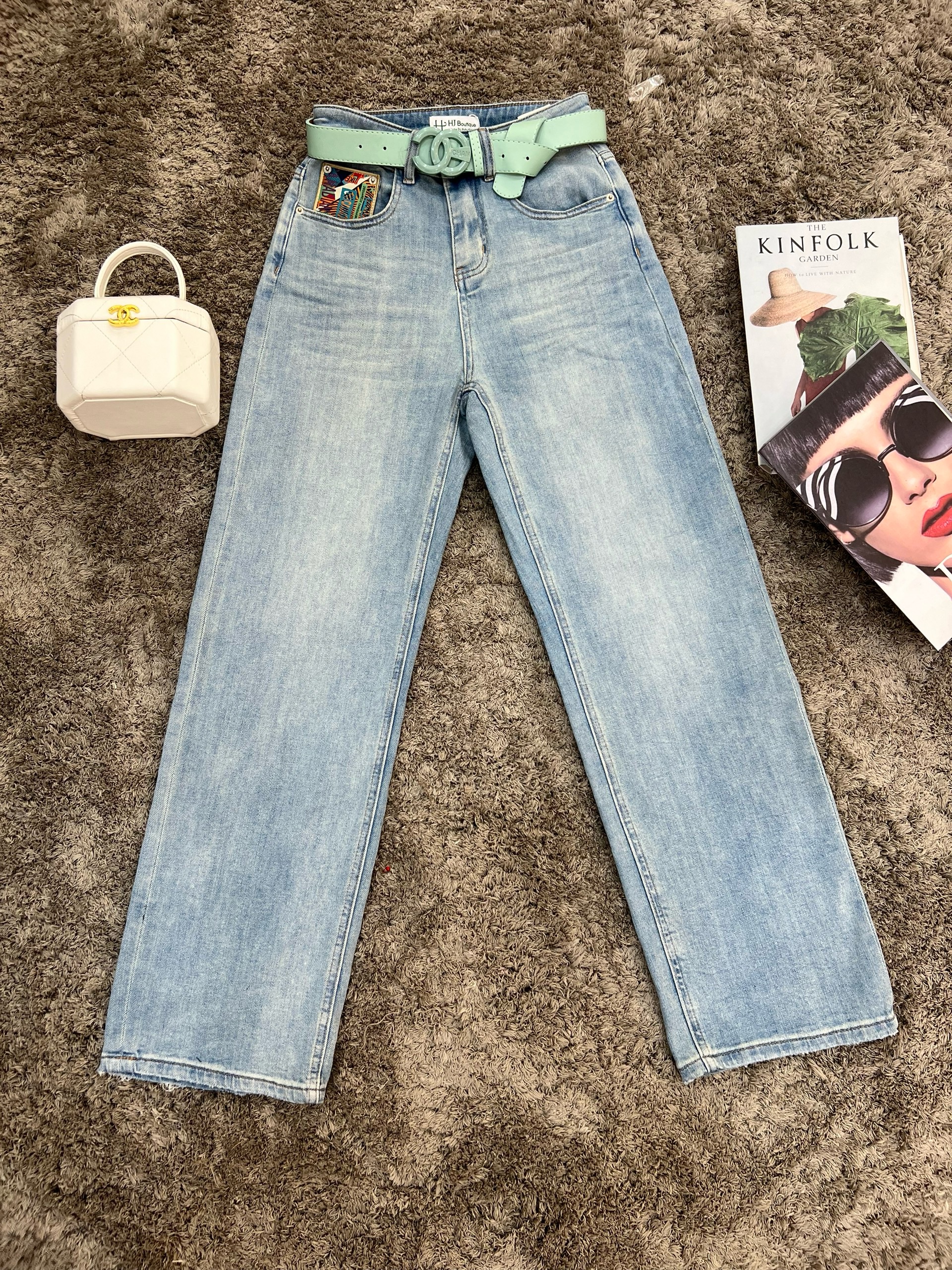 Quần Jeans ống rộng kèm dây nịt - J36