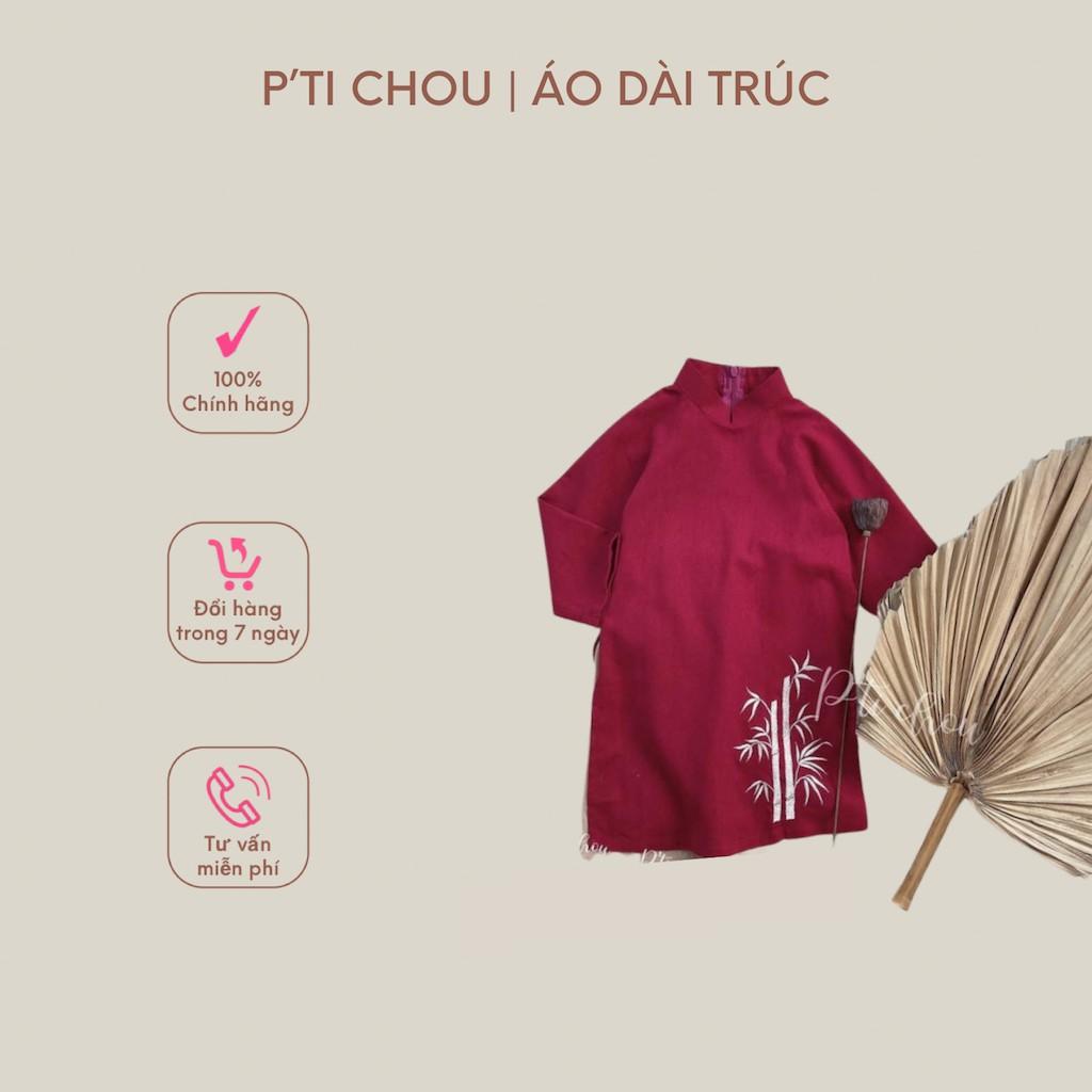 P'ti chou - Áo dài linen thêu Trúc dành cho bé