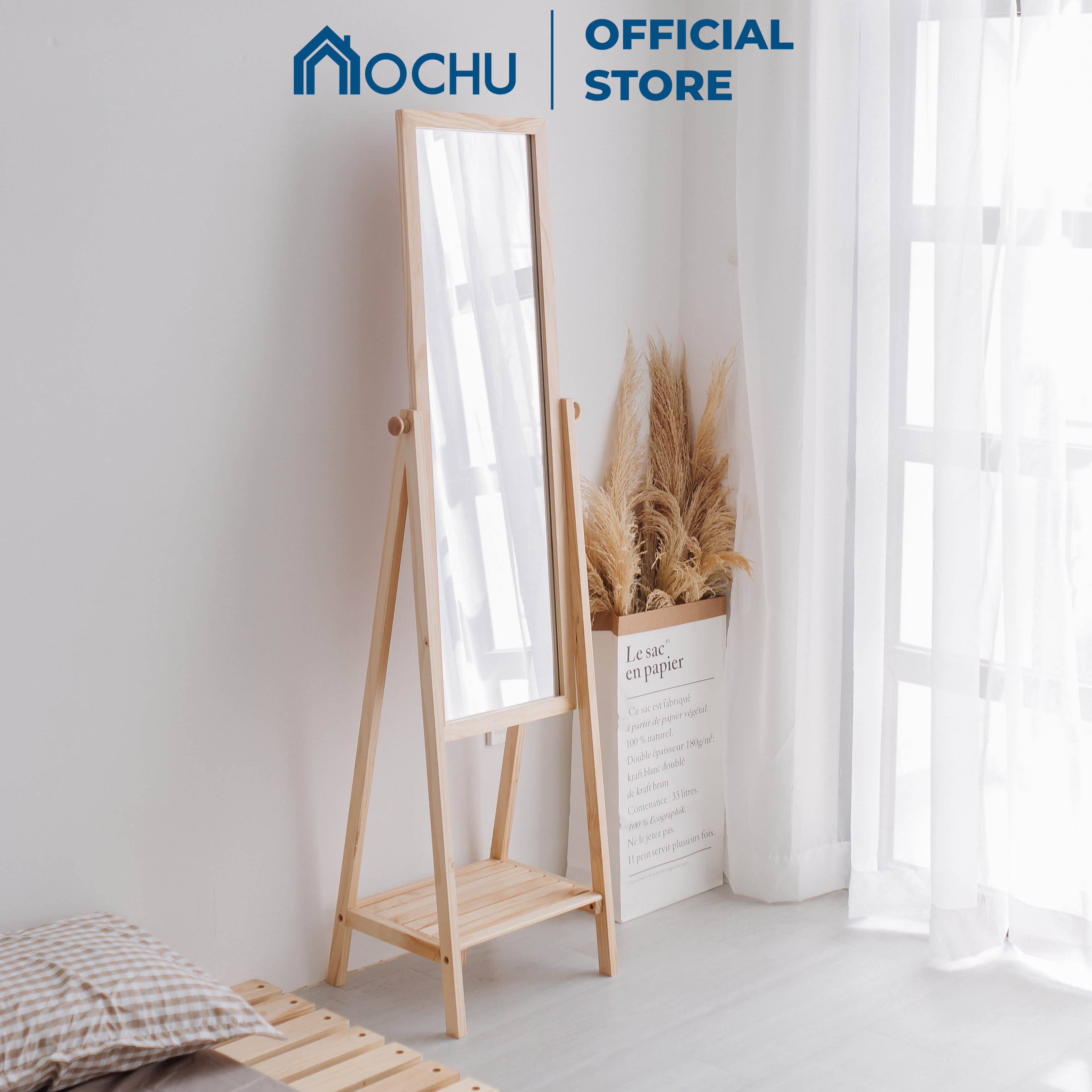 Gương Kệ Soi Toàn Thân Khung Gỗ OCHU - Mirror Shelf - Natural