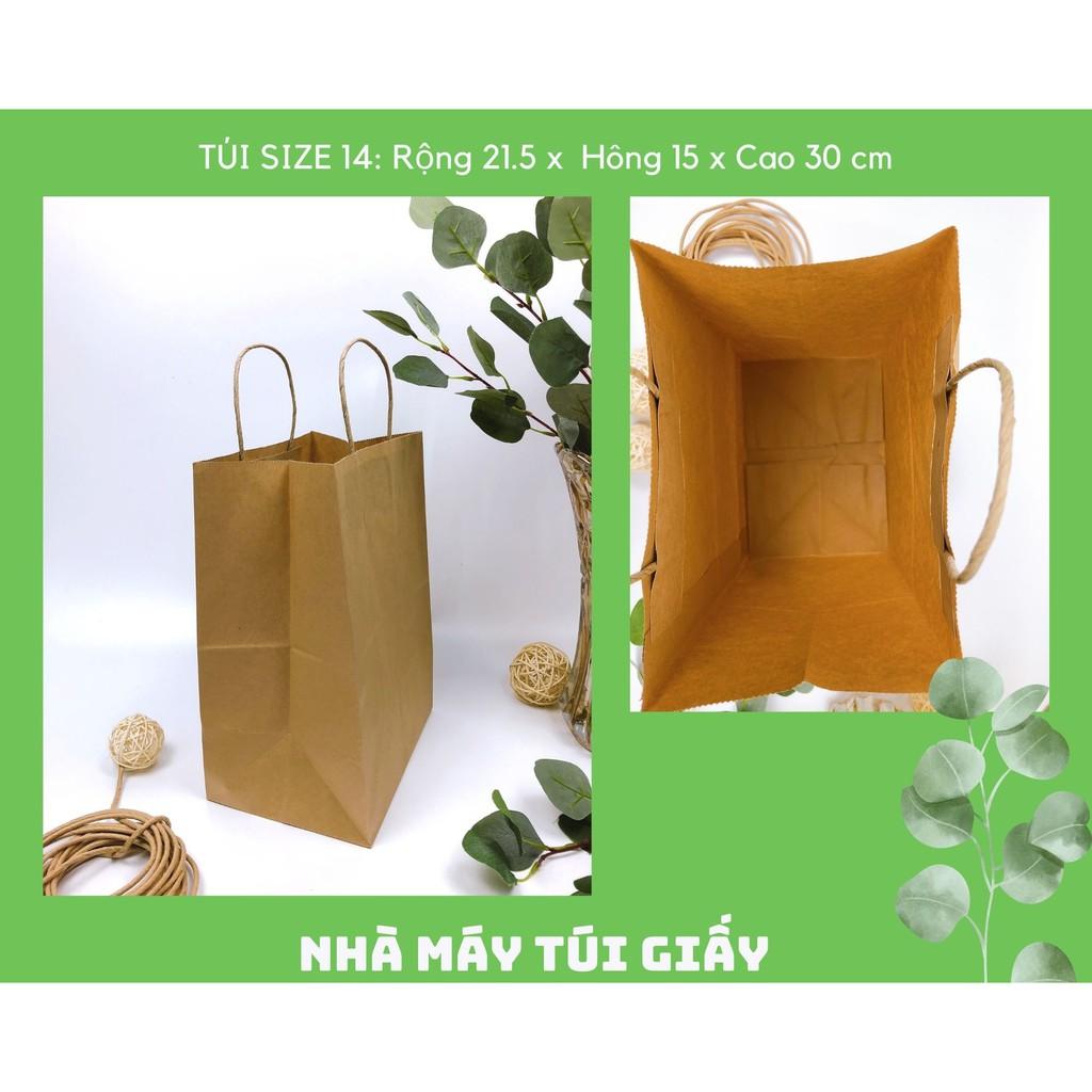 100 CHIẾC TÚI GIẤY KRAFT SIZE 14: 21.5x15x30 CÓ QUAI ( ẢNH THẬT SHOP TỰ CHỤP)