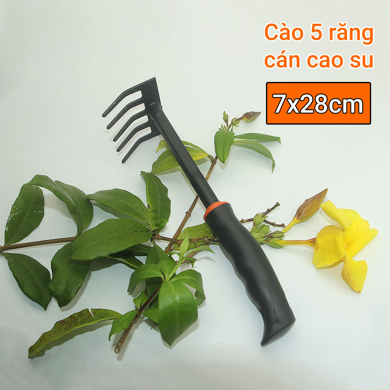 Cào đất 5 răng cán cao su 7x28cm