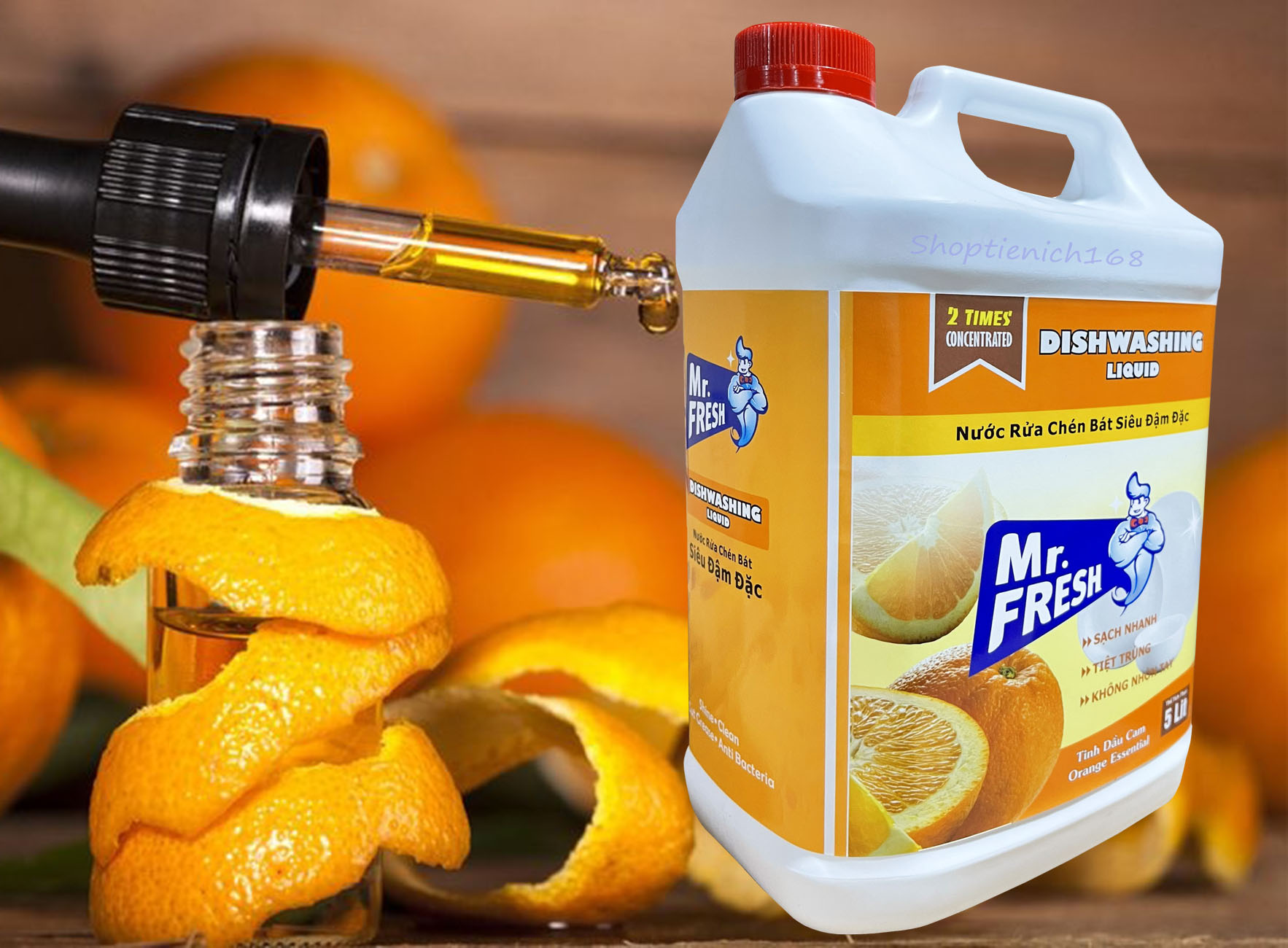 Nước rửa chén bát siêu đậm đặc Mr.fresh 5L hương cam