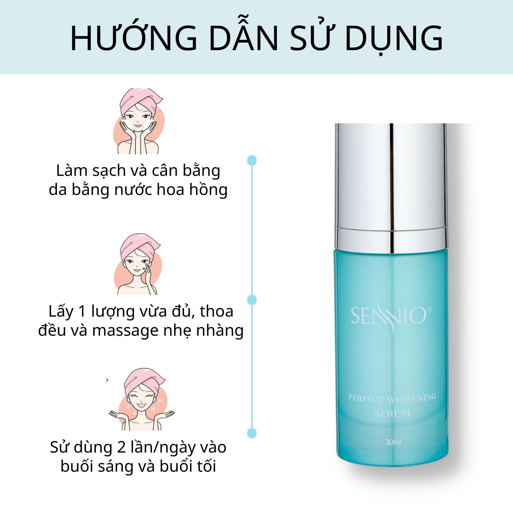 Serum trắng da Sennio Perfect Whitening Serum dưỡng ẩm da mặt tái tạo và phục hồi da 30ml SNO 828