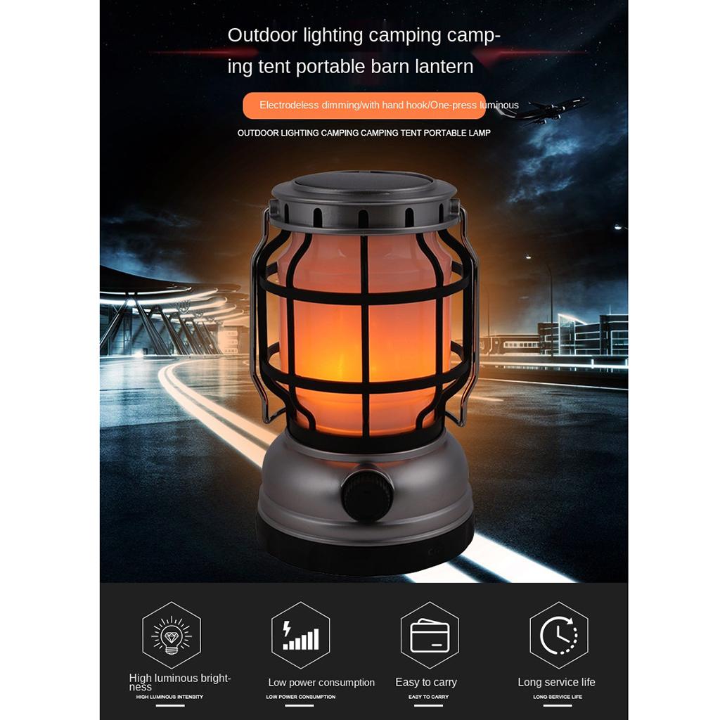 Solar Camping Lantern Phone Charger Waterproof Hanging Lamp Lighting