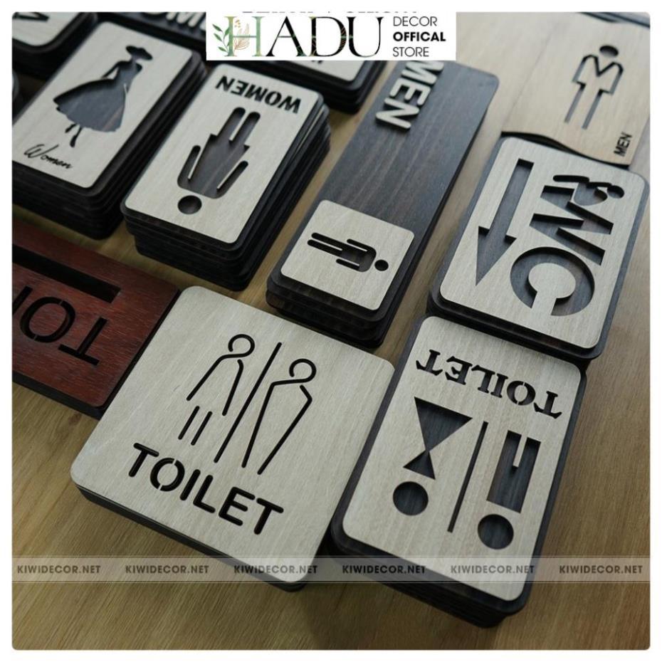 Bảng WC, Toilet Bằng Gỗ Vintage Decor - WC Nam Nữ - Restroom Chỉ hướng nhà vệ sinh - HaduDecor