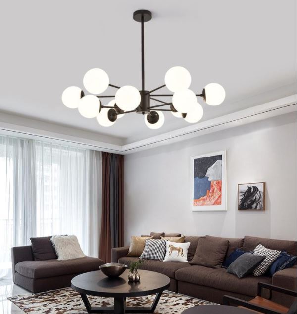 Đèn chùm PIROY 12 bóng cao cấp trang trí nhà cửa hiện đại, sang trọng - Kèm bóng LED chuyên dụng.