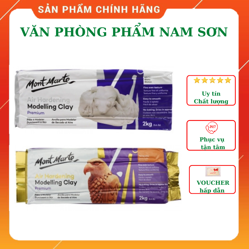 Đất Sét Điêu Khắc, Tạo Hình Tự Khô Mont Marte 0.5Kg, 2Kg - Trắng - 2000Gr