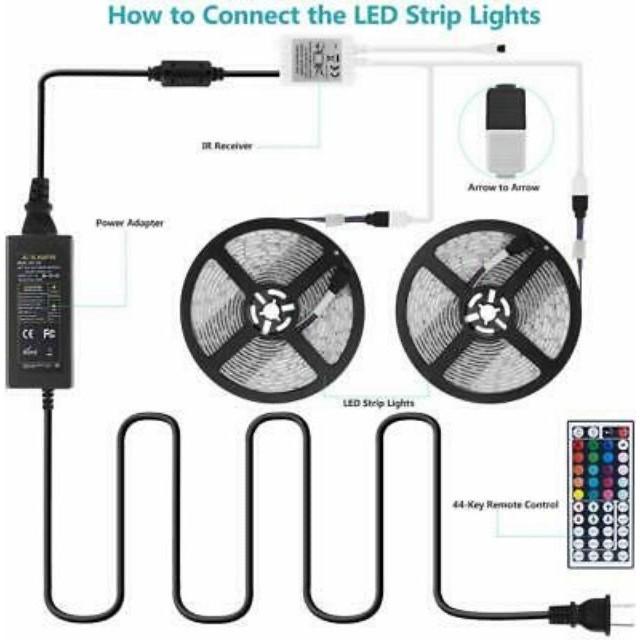Đèn LED Tik Tok 10M,Đèn LED RGB Nháy Theo Nhạc, 44 Key Đổi Màu,Đèn Trang Trí,LED RGB 5050 Chống Nước ( Chơi TIK TOK)