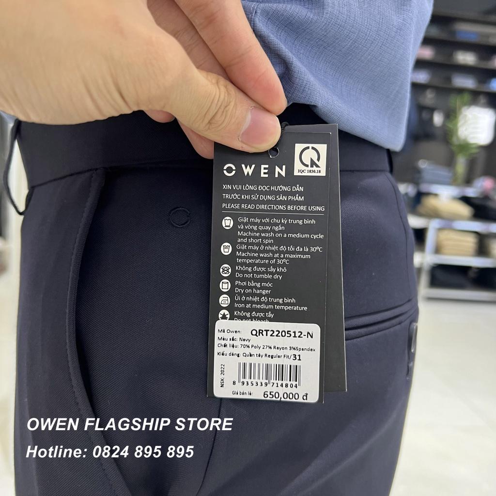 Quần âu Owen nam công sở dáng Regular màu Navy trơn có trợ cạp co dãn mã QRT231515R2