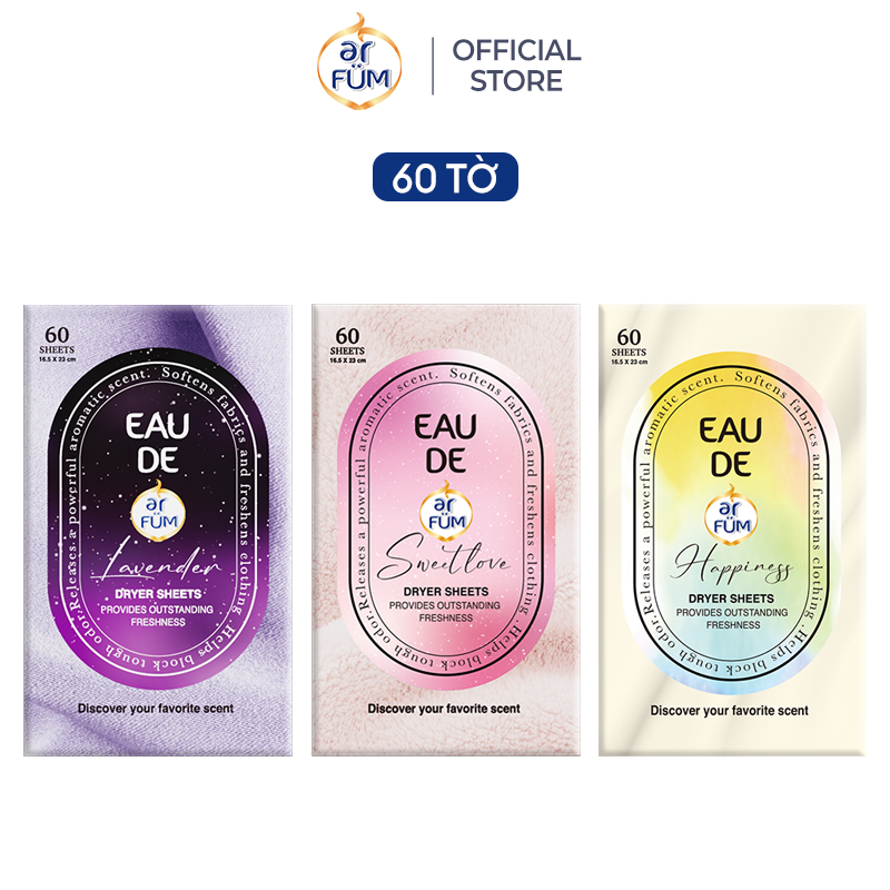 Combo 3 Giấy Thơm Arfum Dùng Cho Máy Sấy Làm Mềm Vải Và Chống Tĩnh Điện , Khử Mùi Tủ Giày, Tủ Quần Áo