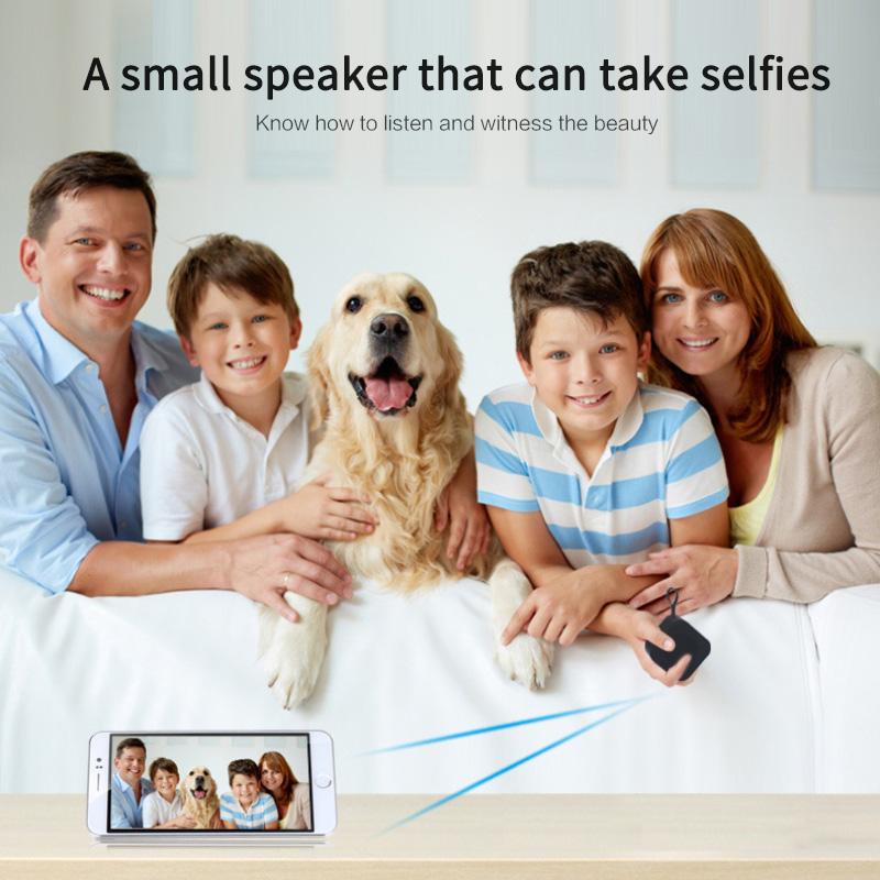 Máy ảnh điện thoại loa bluetooth di động Mini Camera điều khiển từ xa điều khiển không dây Vòng loa rảnh tay Bãi biển Bãi biển ngoài trời: Black Set Loại: Loa