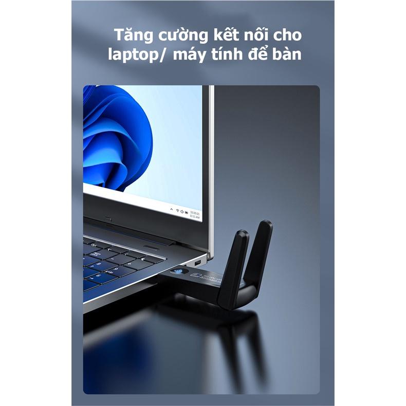 USB Thu Phát Wifi 600/ 1200mbps tốc độ cao 2 râu ăng ten kép cho Laptop PC 2.4 / 5g - JH N535/ N540