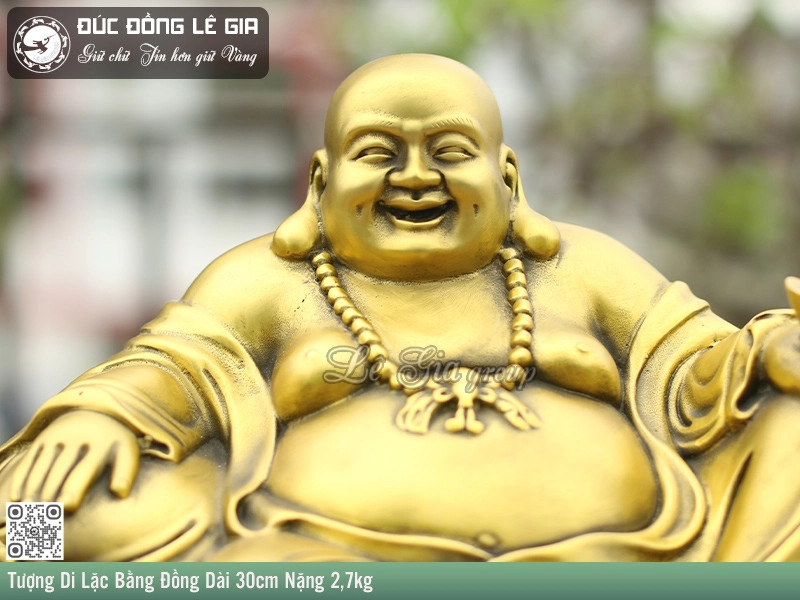 Tượng Di Lặc Bằng Đồng Dài 30cm Nặng 2,7kg