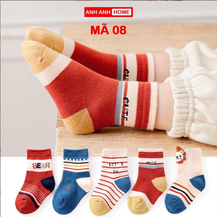 Set 5 đôi Tất Cho Bé - Tất Trẻ Em Chất Cotton Hàng Xuất Khẩu- Anhanhkids, Anhanhhome - Mã 02