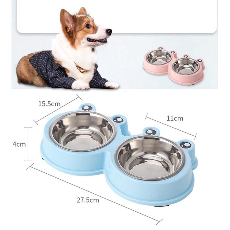 Bát đôi ếch dành cho chó mèo, cho thú cưng siêu dễ thương