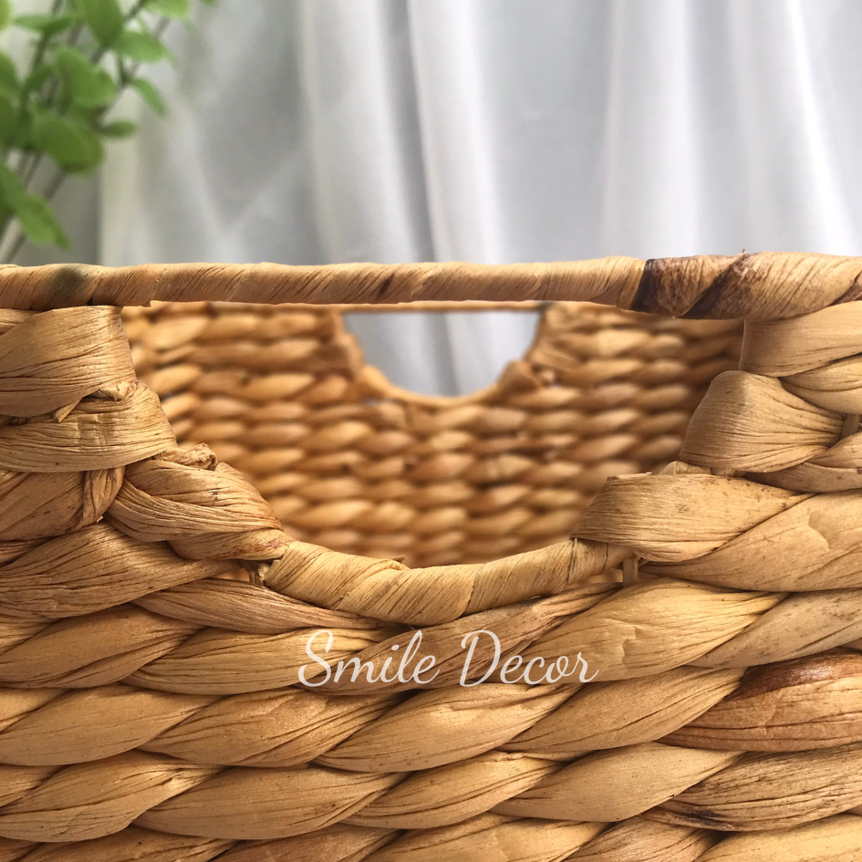 Sọt lục bình đựng đồ đa năng Smile Decor trang trí kệ sách, kệ tivi – Rectangle water hycinth basket