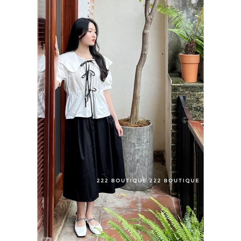 Áo sơ mi thô buộc nơ