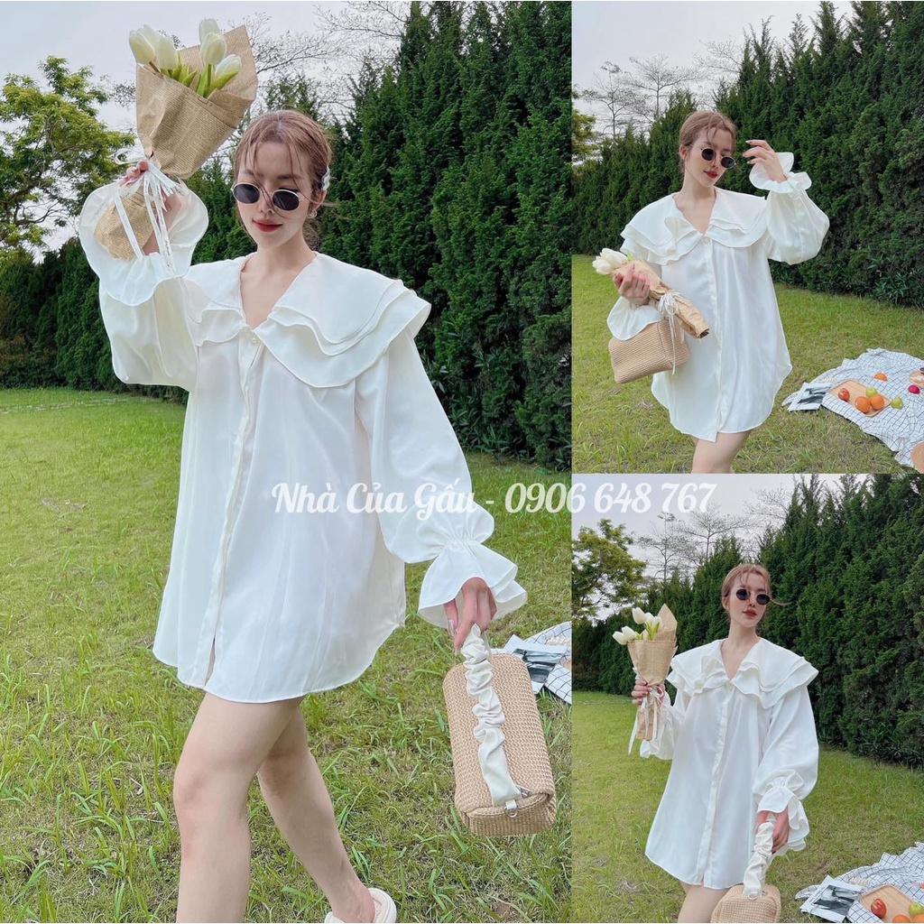 Túi xách cầm tay có dây đeo chéo viền nhún xinh lắm luôn nha