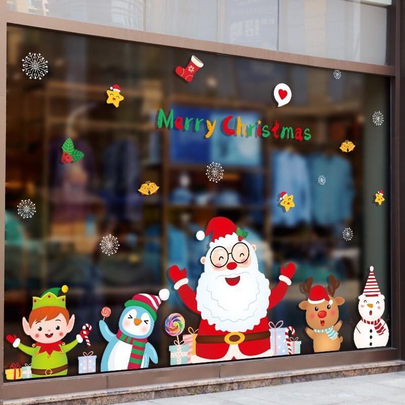 Decal trang trí Noel - các Bạn Vẫy Tay chào Mừng giáng sinh vui nhộn