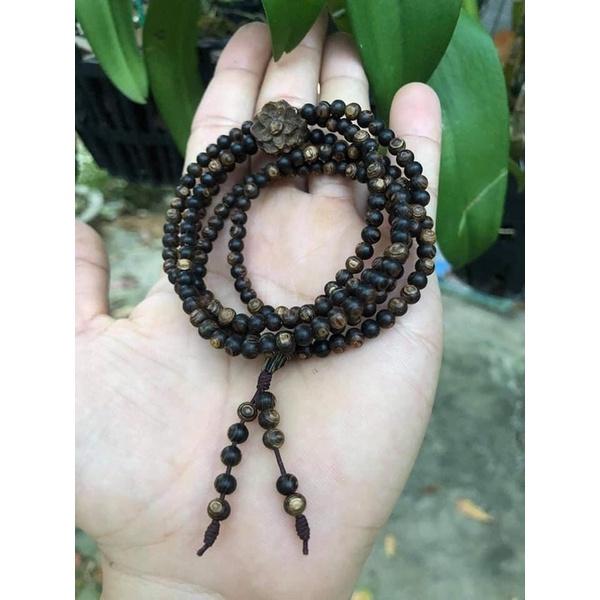 Chuỗi vòng tay 108 hạt trầm hương sánh chìm mix hoa sen