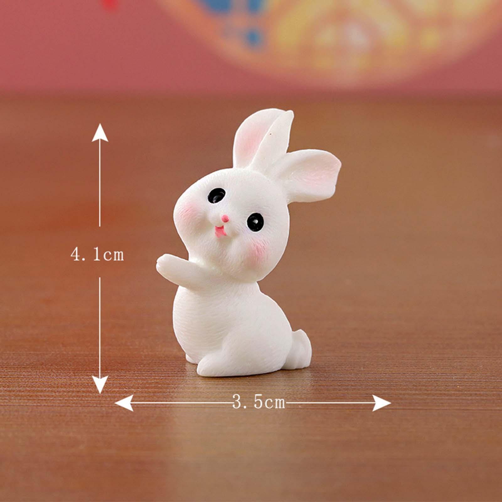 8x Cute Miniature Bunny Figurines Art Sculpture Resin Crafts Animal Figures Collection for Cabinet Living Room Home Decoration Ornament