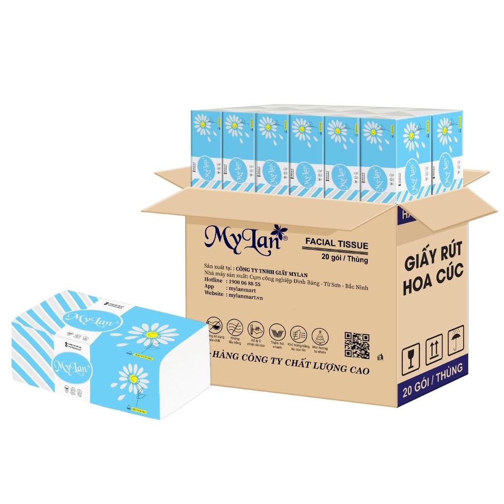 Giấy rút hoa cúc MyLan (20 gói/thùng), Giấy rút cao cấp, Dai và Mịn