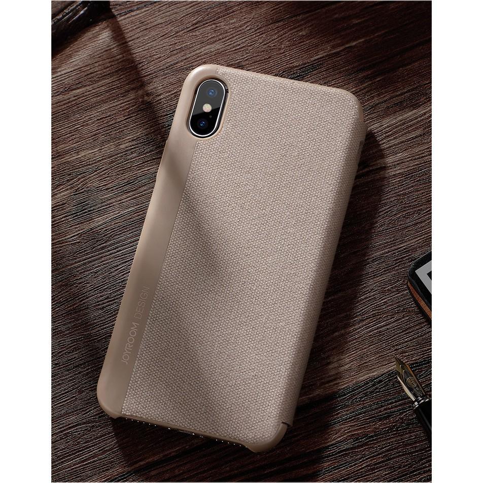 Bao da kết hợp vải dệt cao cấp Iphone X , hàng chính hãng Joyroom