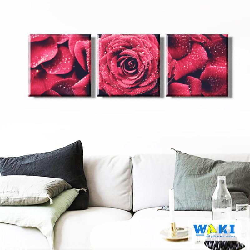 Bộ 3 tranh trang trí canvas “hoa hồng” - W150