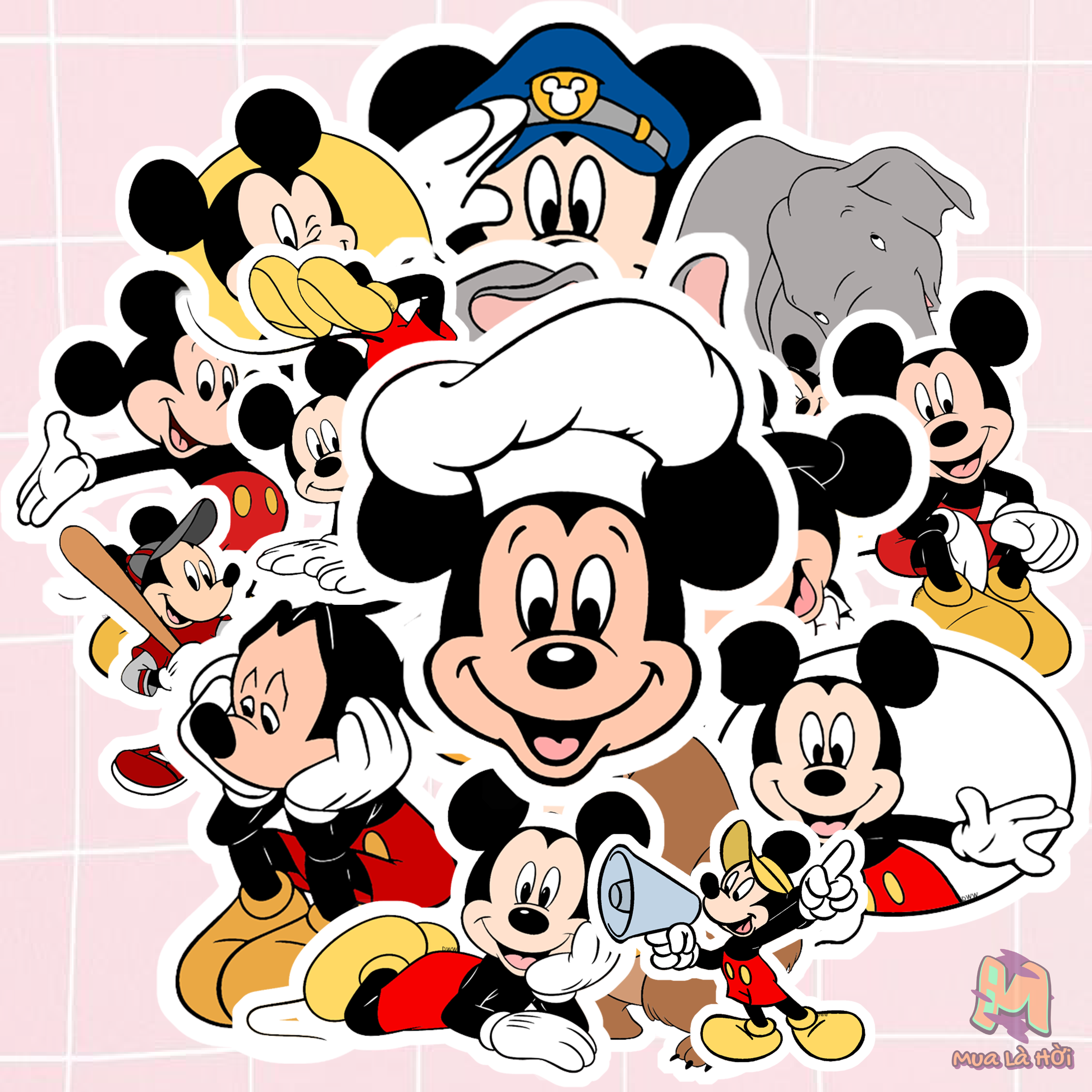 Miếng dán Stickers chủ đề Chuột Mickey &amp; Chuột Minnie