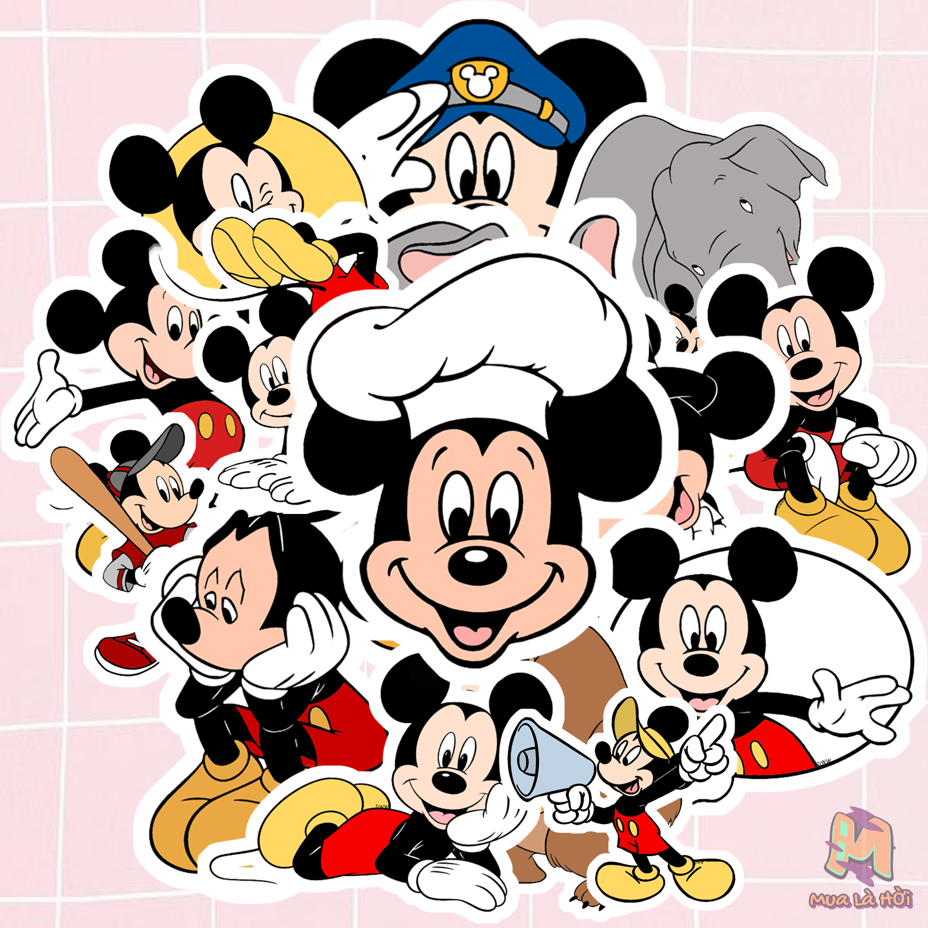 Miếng dán Stickers chủ đề Chuột Mickey & Chuột Minnie