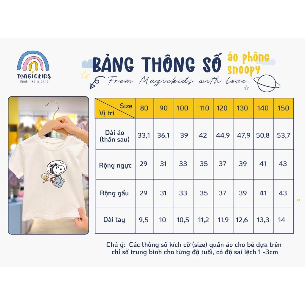 Áo thun cổ tròn ngắn tay cotton cho bé trai 1 2 3 4 5 6 7 tuổi in snoopy Magickids Quần áo trẻ em thoáng mát AO22006