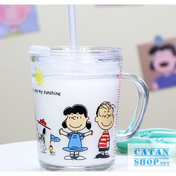 Ly chịu nhiệt thủy tinh chia vạch có nắp , cốc ly pha sữa cho bé