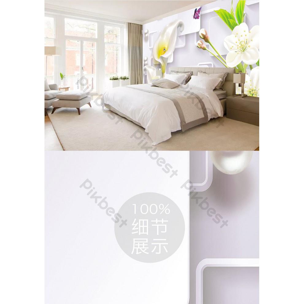 Tranh dán tường Tranh 3d dán tường phòng khách phòng ngủ hiện đại Hoa Đào Bạch