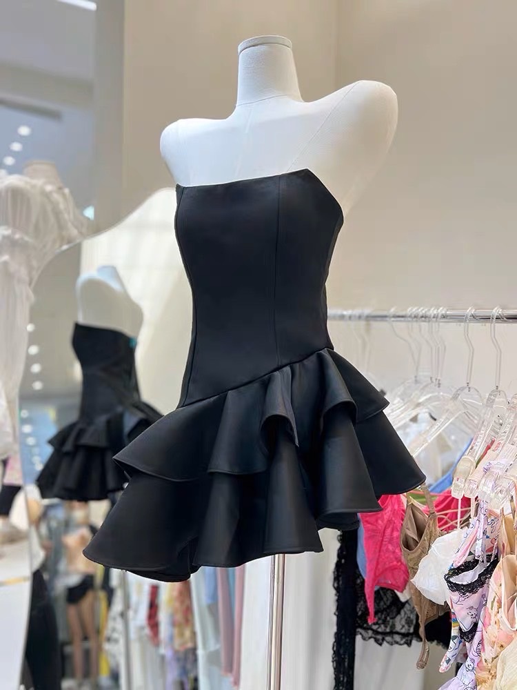ĐẦM ỐNG NGẮN XÒE ÔM BODY ĐI TIỆC ĐEN TRƠN XẾP LY TẦNG BÈO DẠO PHỐ ĐI CHƠI ĐI BIỂN