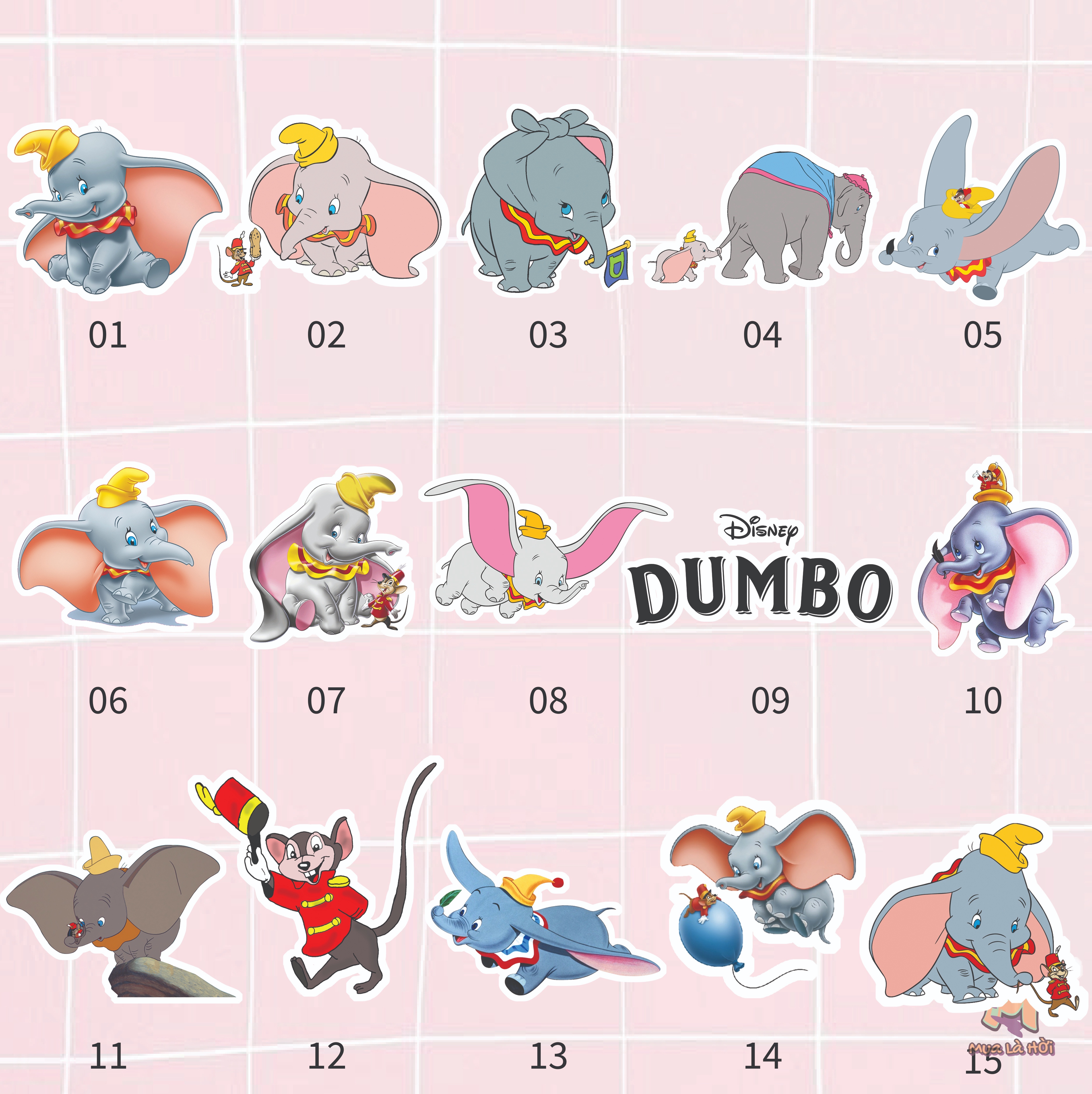 Miếng dán Stickers chủ đề Chú voi biết bay