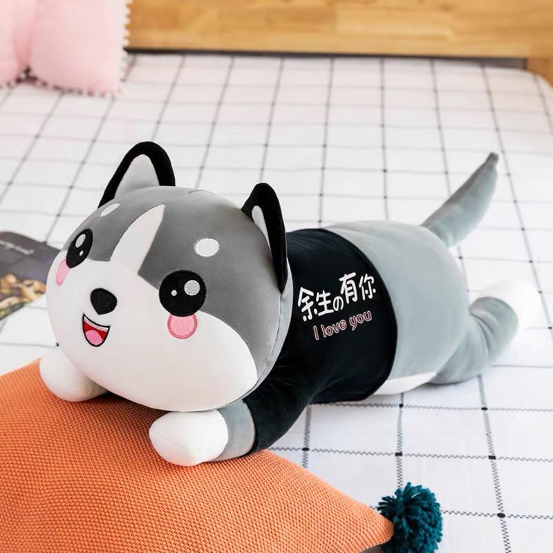 Gấu bông Husky ôm ngủ mèo cute đáng yêu cho bé size 120cm