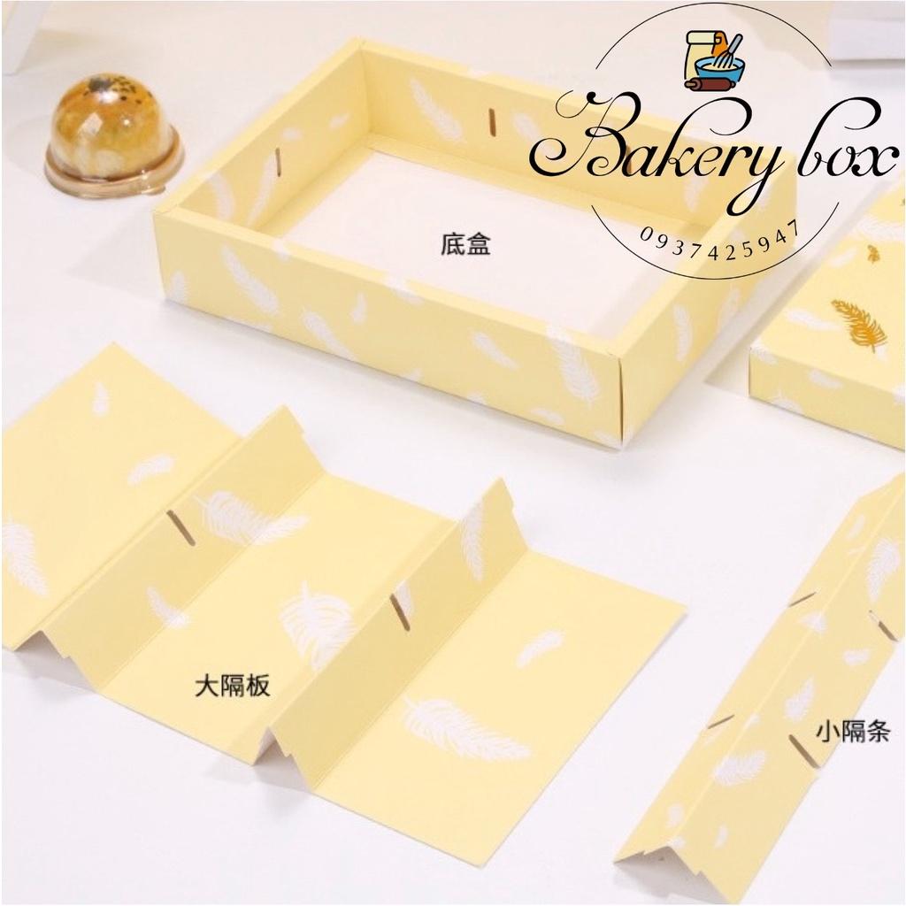 10 Set | Hộp Túi Giấy 6 Bánh Trung Thu Lá Ánh Vàng 80gr - 125gr