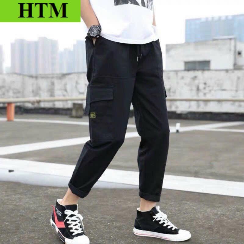 [FREESHIP] Quần Kaki Nam Mẫu Hot Phối Theo Phong Cách Thể Thao Có Kèm Túi Hộp HTM FASHION - Đen